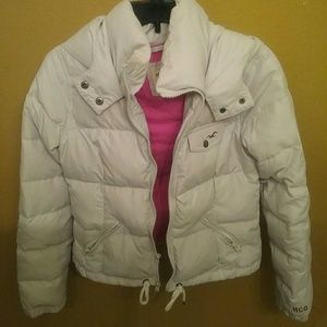Cream Hollister Puffy Jacket